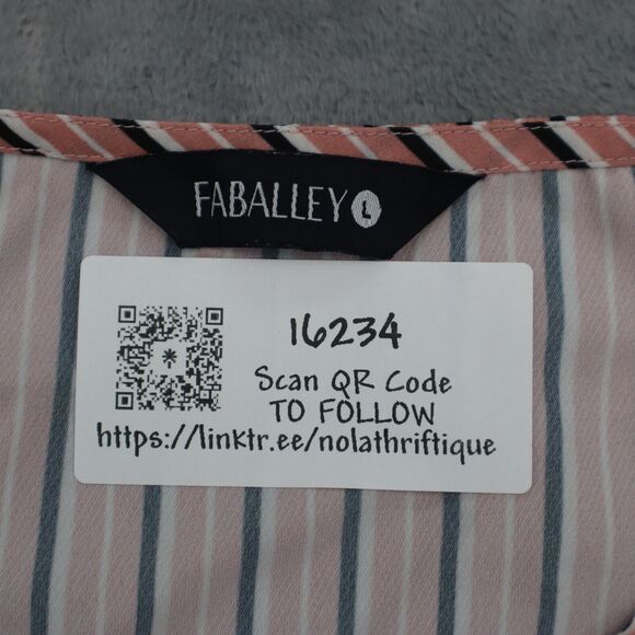 Faballey Shirt Womens L Multicolor Striped Quarter Sleeve VNeck Pullover Blouse - Picture 2 of 16